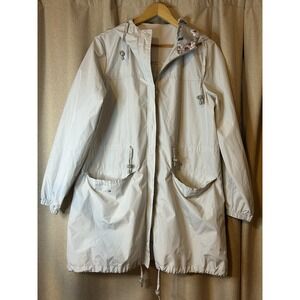 Vera Bradley Packable Raincoat, Gray, Size Large, Floral Lining, Water-Resistant